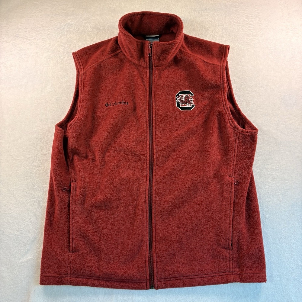 South Carolina Gamecocks Columbia Fleece Vest Mens L Red NCAA Football - Picture 2 of 14